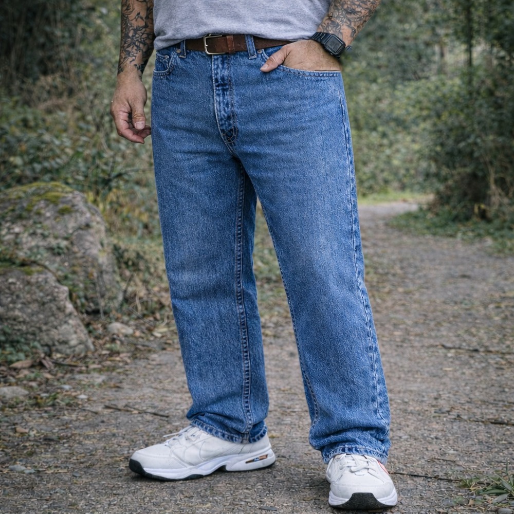 Levi's 505 Orange Tab Jeans Men's 36x32 Classic Medium Wash Vintage 90s Whiskers
